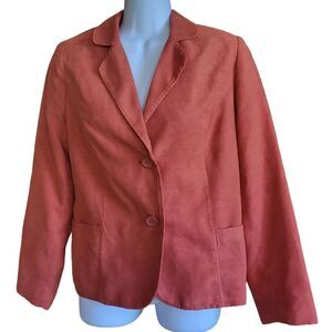 Studio Works Sandstone Faux Micro Suede Button Petite Size 6P Blazer Vin…